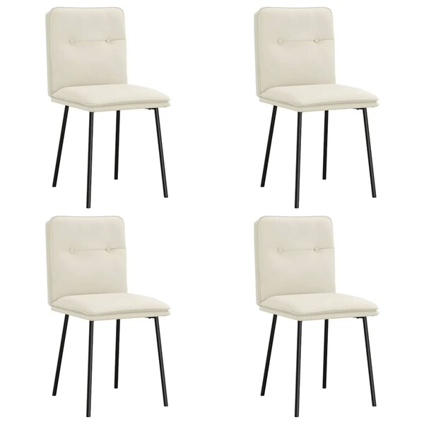 vidaXL Chaises à manger lot de 4 Crème Velours
