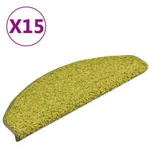 vidaXL Tapis d'escalier 15 pièces 65 x 21 x 4 cm Vert Demi-rond Grand