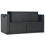 vidaXL Salon de jardin 6 Pièces avec coussins résine tressée noir