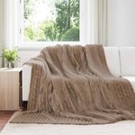 vidaXL Couvertures à jeter 6 Pièces Camel 270 x 240 cm Toison