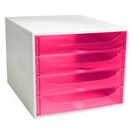 Module De Classement Ecobox Linicolor 4 Tiroirs - Framboise - Exacompta