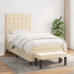 vidaXL Sommier à lattes de lit avec matelas Crème 100x200 cm Tissu