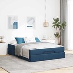 vidaXL Cadre de lit avec matelas avec matelas 2 Pièces Bleu tissu