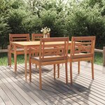 vidaXL Ensemble à manger de jardin coussins 5 Pièces Bois de teck massif