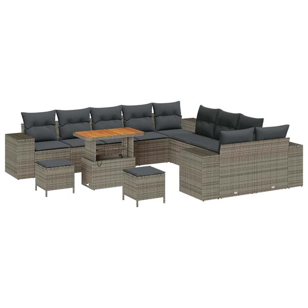 vidaXL Ensemble de canapé de jardin 13 Pièces Gris 90 x 55 x 71 cm