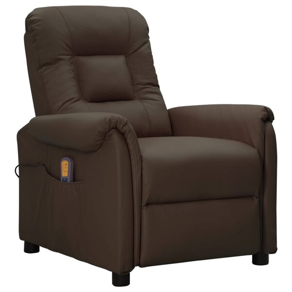 vidaXL Fauteuil de massage Marron Similicuir