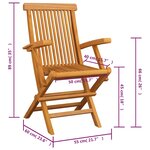 vidaXL Chaises de jardin et coussins à carreaux gris 4 Pièces Teck massif
