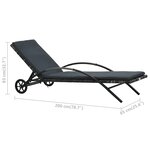 vidaXL Chaise longue avec coussin et roues Résine tressée Anthracite