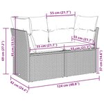 vidaXL Canapé de jardin 2 places et coussins gris clair résine tressée