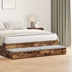 vidaXL Tiroirs de lit Chêne Fumé 140x36 5x16 5 cm Bois d'ingénierie