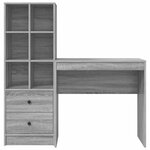 vidaXL Bureau avec tiroir avec étagère avec stockage 2 Pièces Gris Sonoma