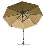 Parasol déporté octogonal parasol LED inclinable pivotant manivelle piètement acier dim. Ø 3 x 2 48H m beige