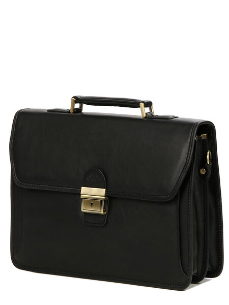 Porte documents homme Premium en cuir - KATANA - 2 soufflets - 38.5 cm - 31007-Noir