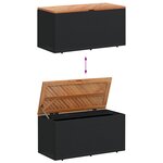 vidaXL Boîte de rangement de jardin noir résine tressée bois d'acacia