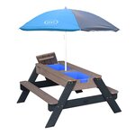 AXI Table de pique-nique à sable et eau et parasol Anthracite et gris
