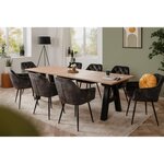 Table à manger GRANADA extensible - 2 rallonges 40 cm - 157/197 x 90 x 75 cm - Chêne/Noir
