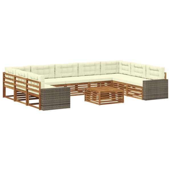 vidaXL Ensemble de canapés d'extérieur 10 Pièces Naturel et Crème