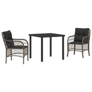 vidaXL Ensemble de salle à manger pour jardin 3 Pièces Gris polyrotin