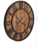 Vidaxl horloge murale vintage à quartz bois et métal 60 cm xxl