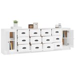 vidaXL Buffets 3 Pièces blanc brillant bois d'ingénierie