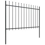 vidaXL Clôture de jardin avec dessus en lance Acier 5 1 x 1 2 m Noir