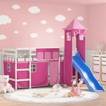 vidaXL Lit mezzanine enfants avec tour rose 80x200cm bois pin massif