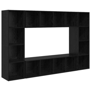 vidaXL Ensemble meuble TV Montage mural 4 Pièces Noir 37 x 37 x 142 5 cm
