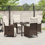 vidaXL Ensemble de salle à manger pour jardin 5 Pièces Marron Poly rotin