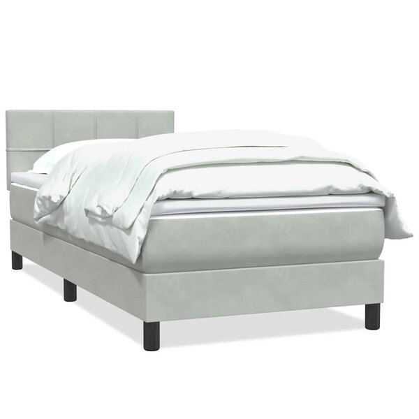 vidaXL Sommier à lattes de lit et matelas gris clair 100x210cm velours