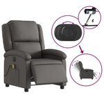 vidaXL Fauteuil inclinable électrique gris cuir véritable