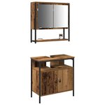 vidaXL Ensemble de mobilier de salle de bain avec étagère 2 Pièces Marron