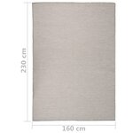 vidaXL Tapis à tissage plat d'extérieur 160x230 cm gris clair