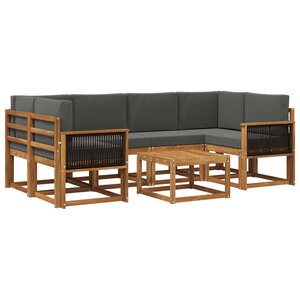 vidaXL Ensemble de canapés d'extérieur 5 Pièces Naturel et Anthracite