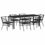vidaXL Ensemble de salle à manger pour jardin 7 pc Noir polyrotin