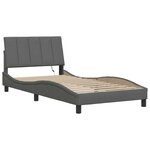 vidaXL Cadre de lit sans matelas Hanko gris foncé 100x200 cm tissu