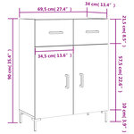 vidaXL Buffet gris béton 69 5x34x90 cm bois d'ingénierie