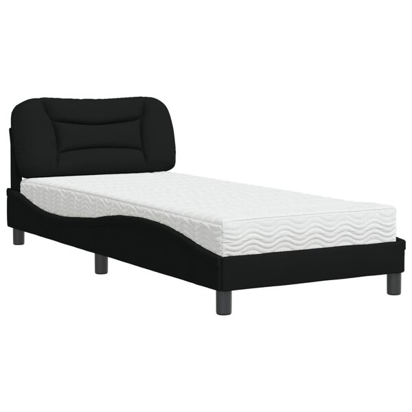 vidaXL Lit avec matelas noir 80x200 cm tissu