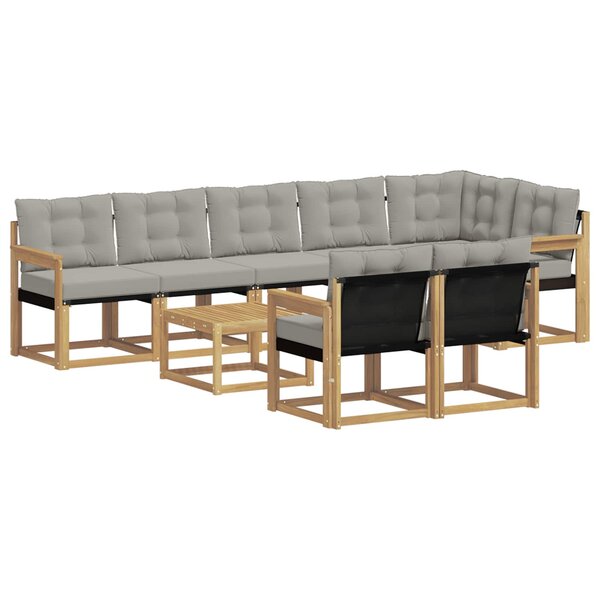 vidaXL Ensemble de canapés d'extérieur 9 Pièces Blanc et gris clair