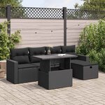 vidaXL Salon de jardin 6 Pièces avec coussins noir résine tressée