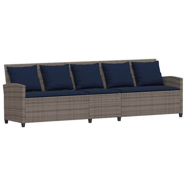 vidaXL Canapé de jardin avec coussins 5 places gris résine tressée