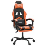 vidaXL Chaise de jeu avec repose-pied Noir et orange Similicuir