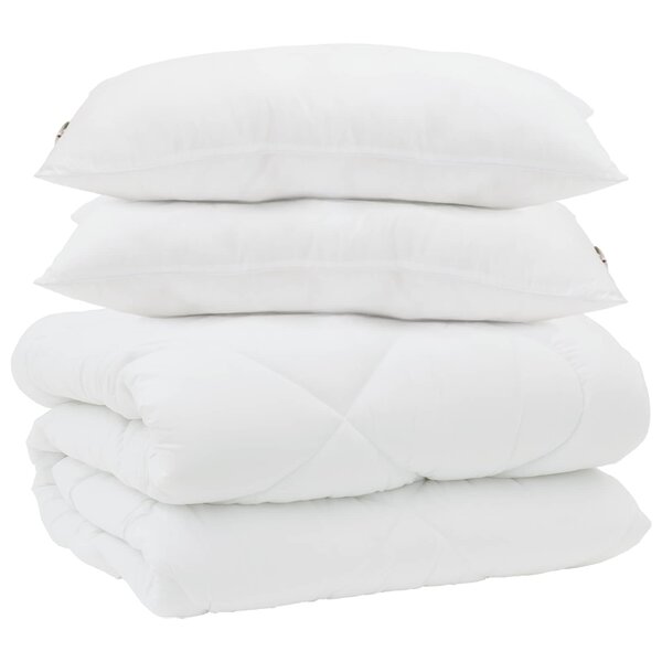 vidaXL Duvet d'hiver avec oreiller 3 pc Blanc Microfibre