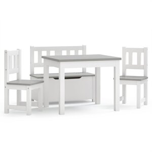 vidaXL Ensemble de table et chaises enfants 4 Pièces Blanc et gris MDF