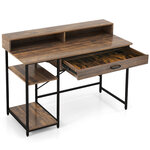 Bureau d'ordinateur avec étagère pour moniteur bureau informatique avec tiroir de rangement et 2 étagères ouvertes style industriel 120 x 56 x 90 5 cm marron 20_0007985