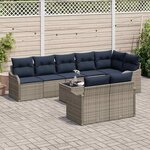 vidaXL Ensemble de canapé de jardin 9 Pièces Gris polyrotin