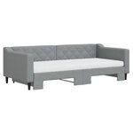 vidaXL Lit de jour avec gigogne et matelas gris clair 90x200 cm tissu