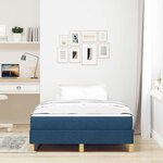 vidaXL Lit à ressorts Bleu  marron 120 x 200 cm Tissu  Bois Engineered