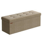 Banc de rangement pliable pouf coffre bout de lit banquette 110 x 38 x 38 cm tissu façon lin charge 300 kg pour entrée chambre beige 12_0004151