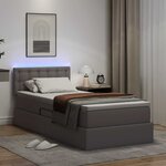 vidaXL Lit avec rangement et LED Gris 100 x 200 cm Cuir synthétique