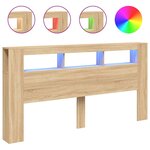 vidaXL Tête de lit à LED chêne sonoma 200x18 5x103 5cm bois ingénierie